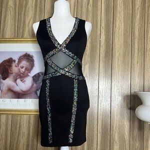 Avec Black Rhinestone Dress